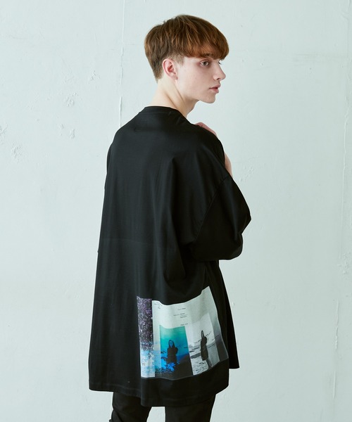 Lui's（ルイス）の「コントラストウーマン スーパービッグシルエットTシャツ（Tシャツ/カットソー・メンズ・ホワイト/ブラック/グレー・FREE）」の3枚目の写真