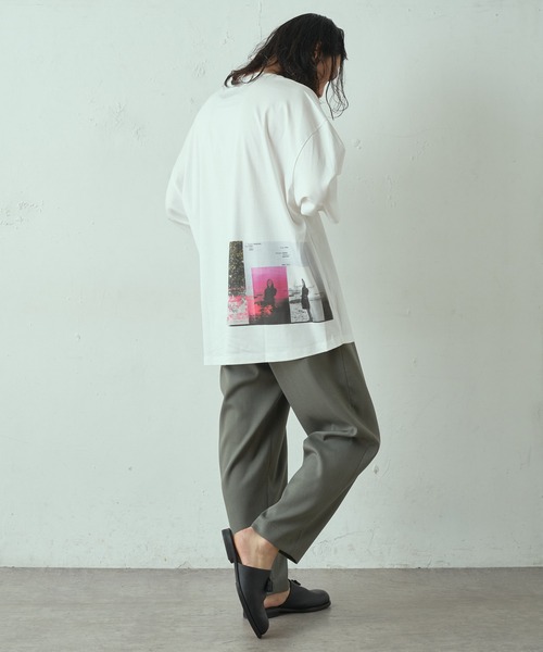 Lui's（ルイス）の「コントラストウーマン スーパービッグシルエットTシャツ（Tシャツ/カットソー・メンズ・ホワイト/ブラック/グレー・FREE）」の6枚目の写真