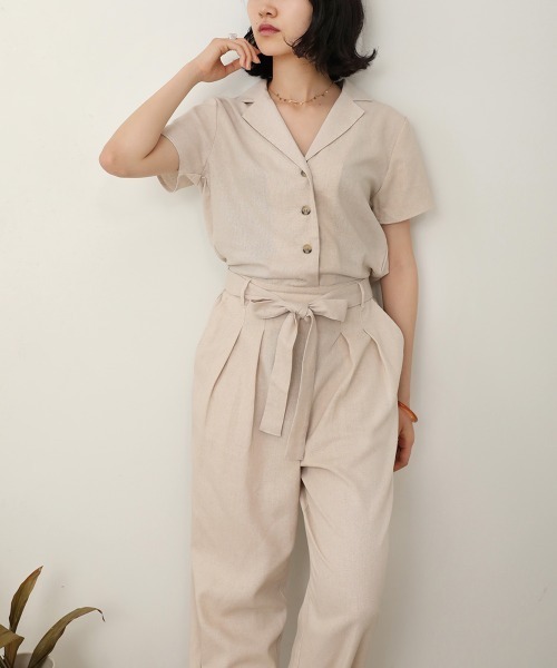 Bab（バブ）の「【WEB限定】オープンカラージャンプスーツ（つなぎ/オールインワン・レディース・ブラック/ベージュ/ナチュラル・38）」の15枚目の写真