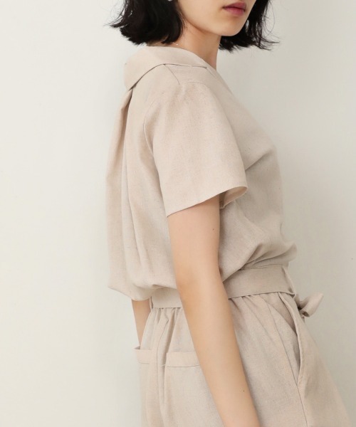 Bab（バブ）の「【WEB限定】オープンカラージャンプスーツ（つなぎ/オールインワン・レディース・ブラック/ベージュ/ナチュラル・38）」の17枚目の写真