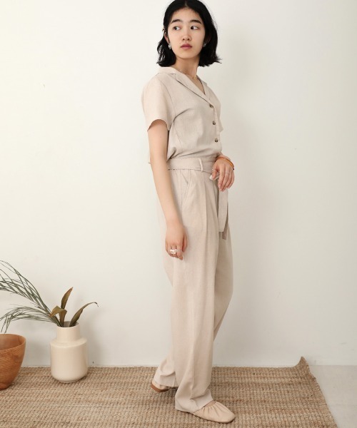 Bab（バブ）の「【WEB限定】オープンカラージャンプスーツ（つなぎ/オールインワン・レディース・ブラック/ベージュ/ナチュラル・38）」の18枚目の写真