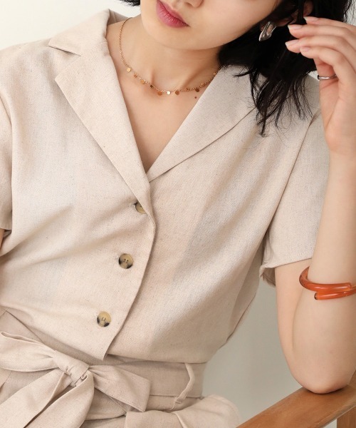 Bab（バブ）の「【WEB限定】オープンカラージャンプスーツ（つなぎ/オールインワン・レディース・ブラック/ベージュ/ナチュラル・38）」の20枚目の写真