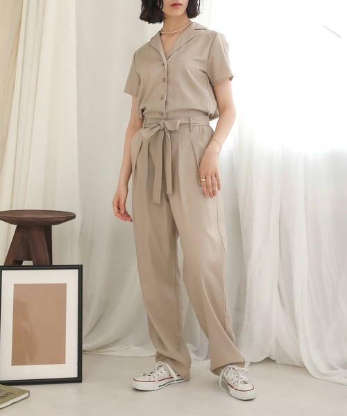 Bab（バブ）の「【WEB限定】オープンカラージャンプスーツ（つなぎ/オールインワン・レディース・ブラック/ベージュ/ナチュラル・38）」の5枚目の写真