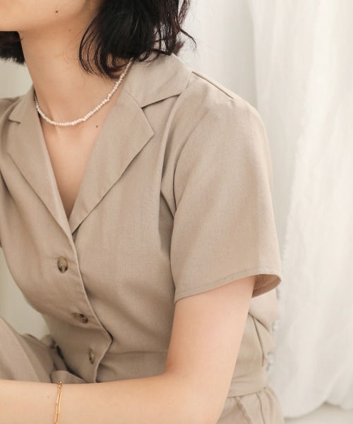 Bab（バブ）の「【WEB限定】オープンカラージャンプスーツ（つなぎ/オールインワン・レディース・ブラック/ベージュ/ナチュラル・38）」の9枚目の写真