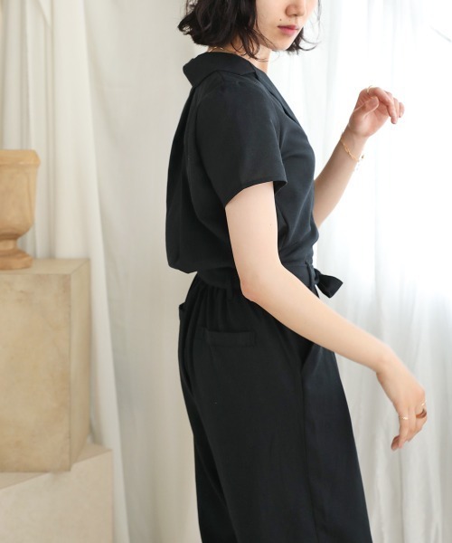 Bab（バブ）の「【WEB限定】オープンカラージャンプスーツ（つなぎ/オールインワン・レディース・ブラック/ベージュ/ナチュラル・38）」の13枚目の写真