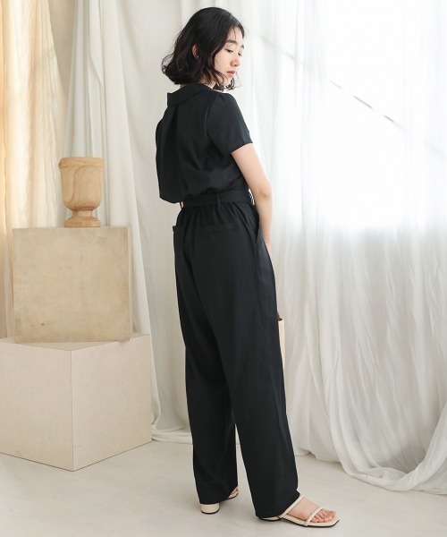 Bab（バブ）の「【WEB限定】オープンカラージャンプスーツ（つなぎ/オールインワン・レディース・ブラック/ベージュ/ナチュラル・38）」の14枚目の写真