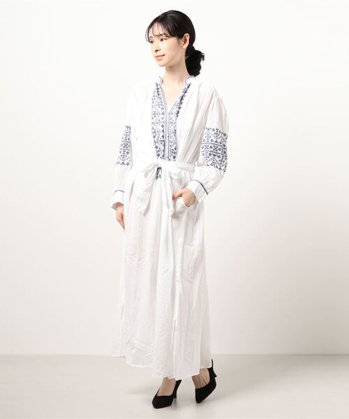 ワンピース ne Quittez pas C.DOBBY STRIPE EMB DRESS NE QUITTEZ PAS!（ヌキテパ）の「【 ne Quittez pas / ヌキテパ