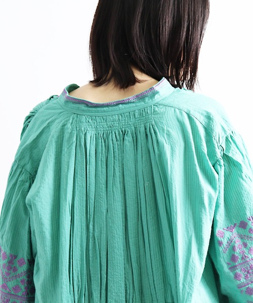 ワンピース ne Quittez pas C.DOBBY STRIPE EMB DRESS NE QUITTEZ PAS!（ヌキテパ）の「【 ne Quittez pas / ヌキテパ