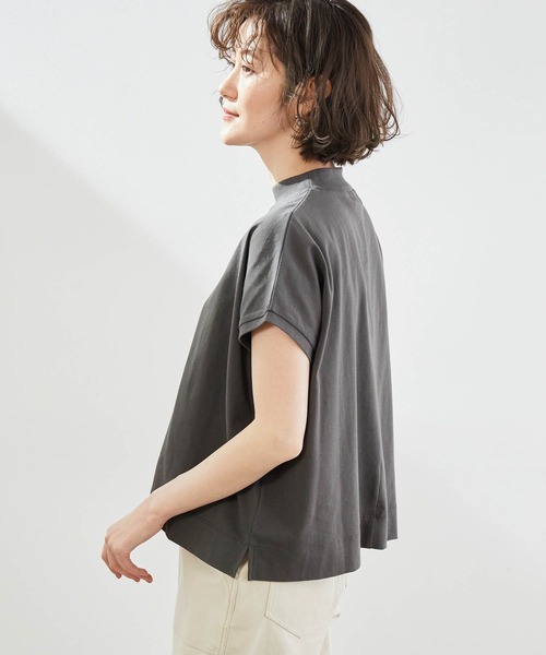 ROPE' PICNIC（ロペピクニック）の「【ラク美Tee】【TRUE COTTON】モックネックフレンチトップス（Tシャツ/カットソー・レディース・ベージュ/オフホワイト/グリーン系その他2/スミクロ/レンガ・38）」の8枚目の写真
