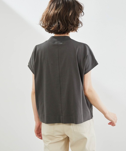 ROPE' PICNIC（ロペピクニック）の「【ラク美Tee】【TRUE COTTON】モックネックフレンチトップス（Tシャツ/カットソー・レディース・ベージュ/オフホワイト/グリーン系その他2/スミクロ/レンガ・38）」の9枚目の写真