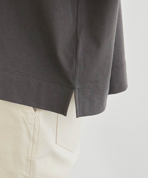 ROPE' PICNIC（ロペピクニック）の「【ラク美Tee】【TRUE COTTON】モックネックフレンチトップス（Tシャツ/カットソー・レディース・ベージュ/オフホワイト/グリーン系その他2/スミクロ/レンガ・38）」の12枚目の写真