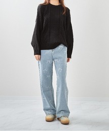 【Bl】【Bling leads】ケーブルクルーネックニット