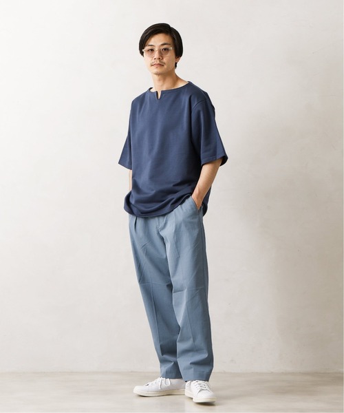 MANUAL ALPHABET（マニュアル アルファベット）の「MANUAL ALPHABET キーネックワイドカットソー（Tシャツ/カットソー・メンズ・アイボリー/キャメル/クリアブルー・MEDIUM/LARGE）」の8枚目の写真