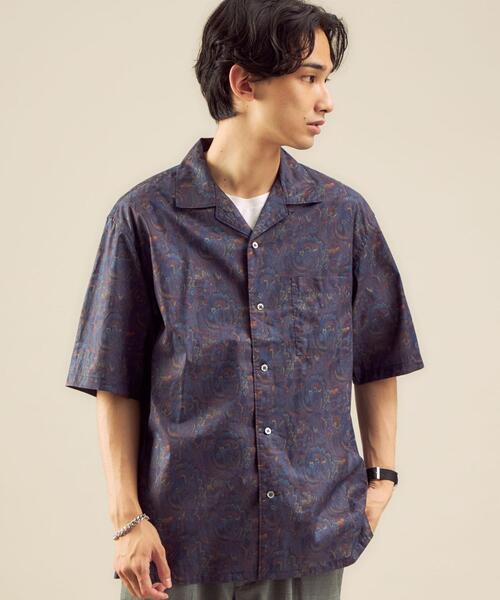 green label relaxing（グリーンレーベルリラクシング）の「[ ミュルーズ ] MULHOUSE オープンカラー 半袖シャツ ②（シャツ/ブラウス・メンズ・グレー/ベージュ/ロイヤルブルー/ワインレッド・LARGE/MEDIUM/SMALL）」の3枚目の写真