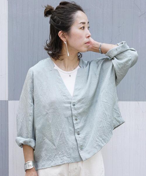 DROIT BELLO（ドロイトベロ）の「DROIT BELLO（ドロイトベロ）アセテートシャツジャケット（シャツ/ブラウス・レディース・ブラック/ミント・FREE）」の18枚目の写真