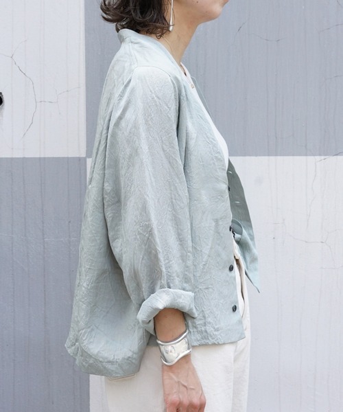 DROIT BELLO（ドロイトベロ）の「DROIT BELLO（ドロイトベロ）アセテートシャツジャケット（シャツ/ブラウス・レディース・ブラック/ミント・FREE）」の11枚目の写真