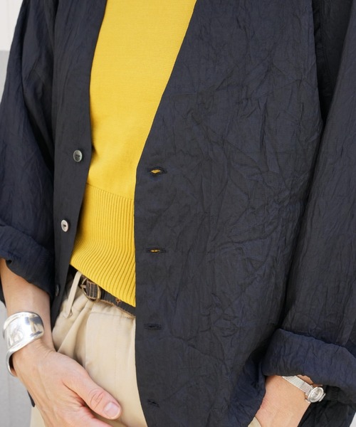 DROIT BELLO（ドロイトベロ）の「DROIT BELLO（ドロイトベロ）アセテートシャツジャケット（シャツ/ブラウス・レディース・ブラック/ミント・FREE）」の3枚目の写真