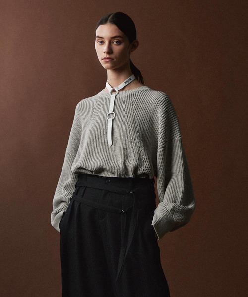SHAREEF(シャリーフ)の「RIB KNIT(ニット/セーター・メンズ・ライトグレー/ブラック/ミント・2/1)」の4枚目の写真