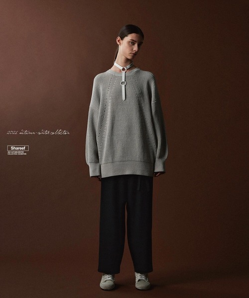 SHAREEF(シャリーフ)の「RIB KNIT(ニット/セーター・メンズ・ライトグレー/ブラック/ミント・2/1)」の5枚目の写真