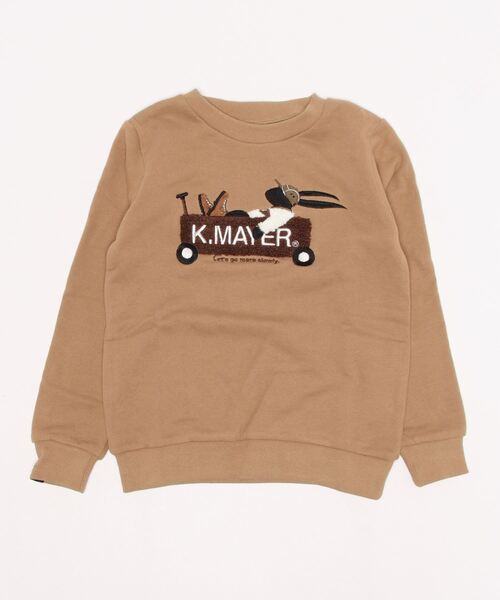 KRIFF MAYER Kid's Collection（クリフメイヤーキッズコレクション）の「裏毛刺繍スウェット(カート)（スウェット・キッズ・レンガ/ベージュ/チャコール/グレー/グリーン・160/130/150/120/170/140）」の3枚目の写真