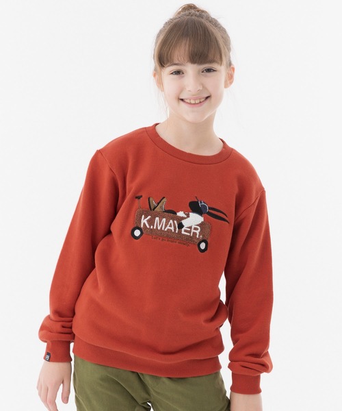 KRIFF MAYER Kid's Collection（クリフメイヤーキッズコレクション）の「裏毛刺繍スウェット(カート)（スウェット・キッズ・レンガ/ベージュ/チャコール/グレー/グリーン・160/130/150/120/170/140）」の5枚目の写真