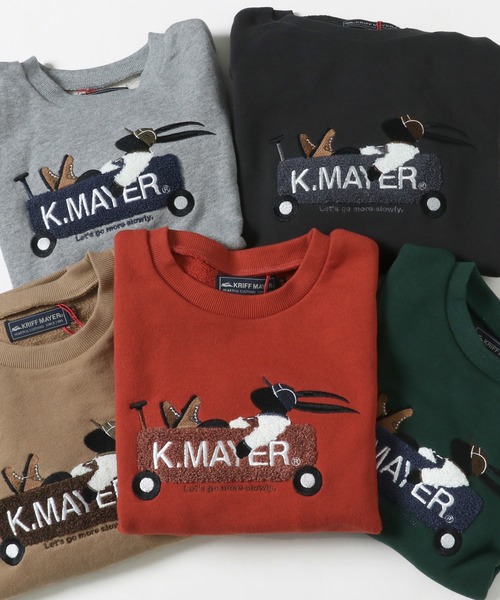KRIFF MAYER Kid's Collection（クリフメイヤーキッズコレクション）の「裏毛刺繍スウェット(カート)（スウェット・キッズ・レンガ/ベージュ/チャコール/グレー/グリーン・160/130/150/120/170/140）」の14枚目の写真