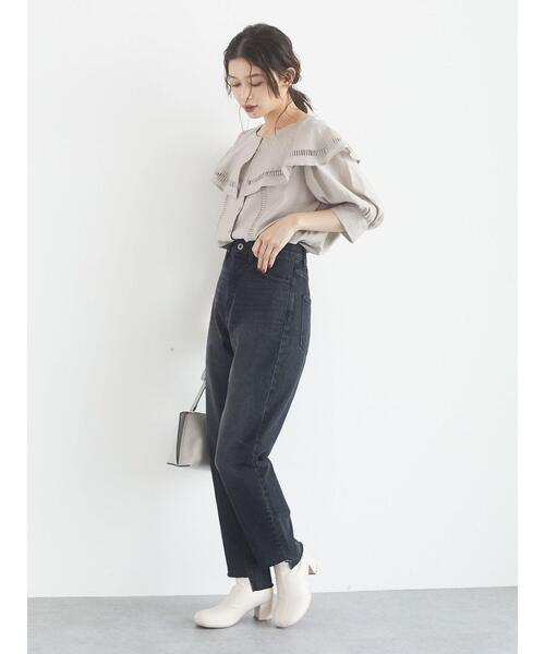 Green　Parks（グリーンパークス）の「カットオフテーパードデニム＊（デニムパンツ・レディース・ブラック/インディゴブルー・S/M/L）」の21枚目の写真