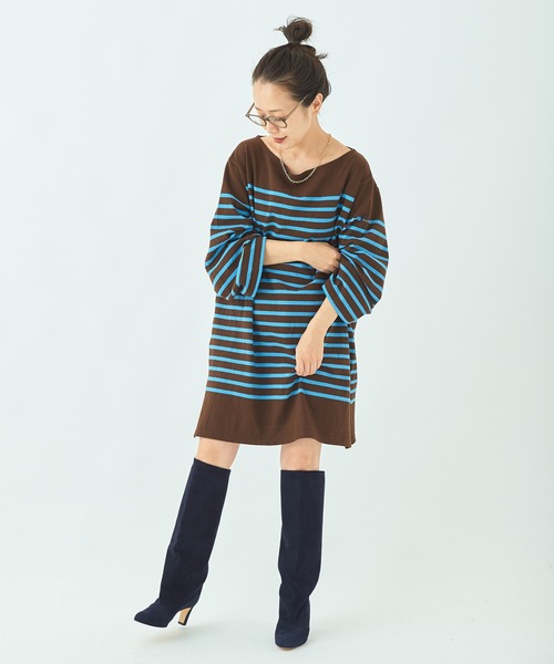 plage（プラージュ）の「【LE MINOR/ルミノア 】SP BDR LONG チュニック◆（Tシャツ/カットソー・レディース・ブラウン/サックスブルー・FREE）」の3枚目の写真