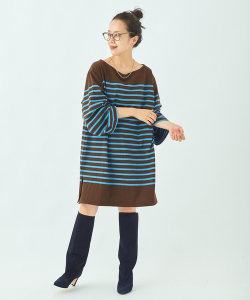 plage（プラージュ）の「【LE MINOR/ルミノア 】SP BDR LONG チュニック◆（Tシャツ/カットソー・レディース・ブラウン/サックスブルー・FREE）」の17枚目の写真