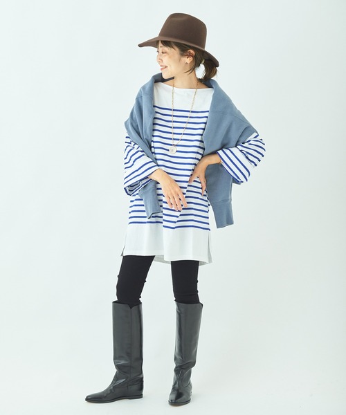 plage（プラージュ）の「【LE MINOR/ルミノア 】SP BDR LONG チュニック◆（Tシャツ/カットソー・レディース・ブラウン/サックスブルー・FREE）」の22枚目の写真