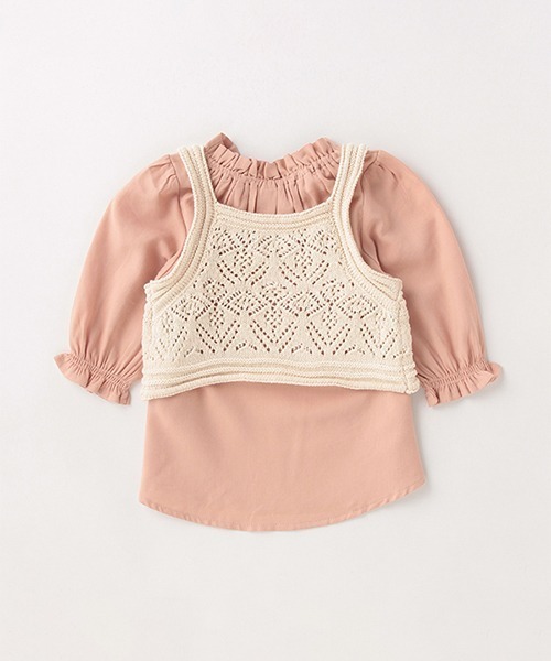 petit main（プティマイン）の「【リンク】ニットベストブラウスset（ニット/セーター・キッズ・キナリ/ブラック・80ｃｍ/130cm/90cm/100cm/120cm/110cm）」の5枚目の写真