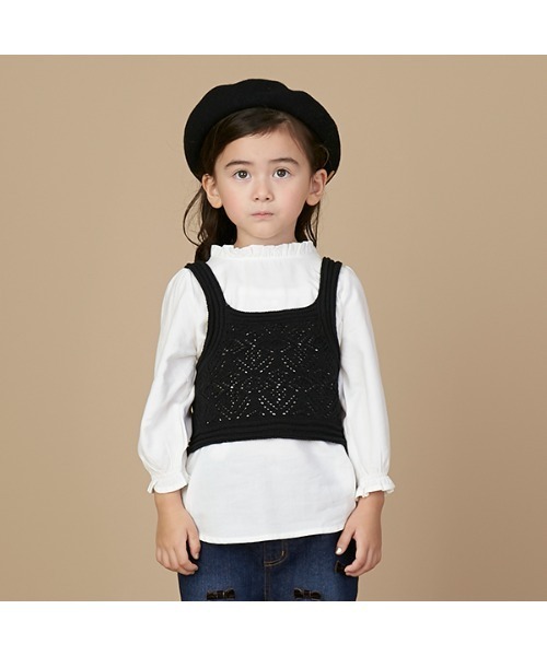 petit main（プティマイン）の「【リンク】ニットベストブラウスset（ニット/セーター・キッズ・キナリ/ブラック・80ｃｍ/130cm/90cm/100cm/120cm/110cm）」の18枚目の写真