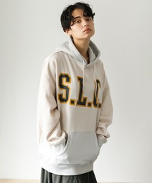 アンチピリング加工TC裏起毛カレッジロゴパーカー*