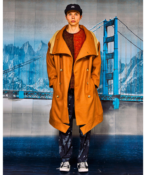 And A（アンドエー）の「AlexanderLeeChang アレキサンダーリーチャン / SAKASAMA LONG P COAT オーバーサイズ サカサマロングピーコート / AC032106（ピーコート・メンズ・グレー/ネイビー/ベージュ・2/3）」の4枚目の写真