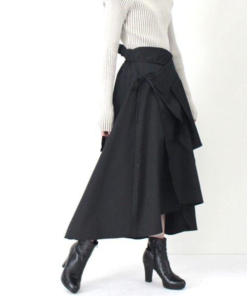 STYLEBLOCK（スタイルブロック）の「ツイルレイヤード風スカート（スカート・レディース・ブラック/グリーン/ベージュ/ホワイト系その他・M）」の2枚目の写真