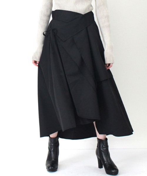 STYLEBLOCK（スタイルブロック）の「ツイルレイヤード風スカート（スカート・レディース・ブラック/グリーン/ベージュ/ホワイト系その他・M）」の7枚目の写真