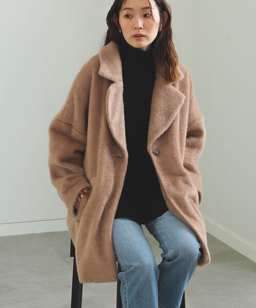 BEAMS HEART（ビームスハート）の「BEAMS HEART / シャギー コクーンコート（その他アウター・レディース・ベージュ/ブラウン・SMALL/MEDIUM）」の2枚目の写真