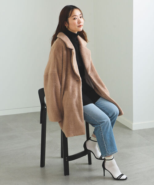 BEAMS HEART（ビームスハート）の「BEAMS HEART / シャギー コクーンコート（その他アウター・レディース・ベージュ/ブラウン・SMALL/MEDIUM）」の7枚目の写真