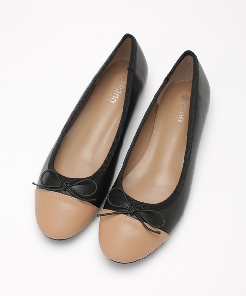 NANO universe(ナノユニバース)の「バイカラーフラットリボンパンプス(バレエシューズ・レディース・グレー系その他4/ブラック・38/37/36)」の6枚目の写真