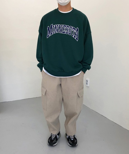NO NEED(ノーニード)の「カレッジ刺繍ロゴカラースウェットプルオーバー /オーバーサイズ/ビッグシルエット/カレッジロゴ/(スウェット・メンズ・ブラック/グリーン/パープル/ブルー/ホワイト/ピンク・フリ-)」の11枚目の写真