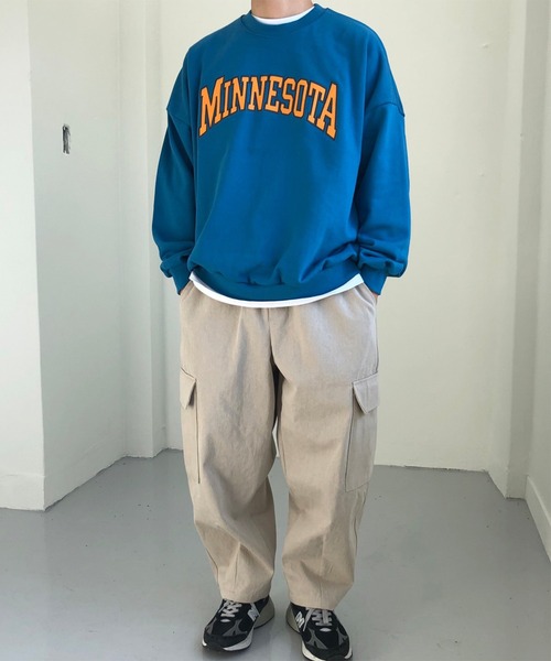 NO NEED(ノーニード)の「カレッジ刺繍ロゴカラースウェットプルオーバー /オーバーサイズ/ビッグシルエット/カレッジロゴ/(スウェット・メンズ・ブラック/グリーン/パープル/ブルー/ホワイト/ピンク・フリ-)」の13枚目の写真