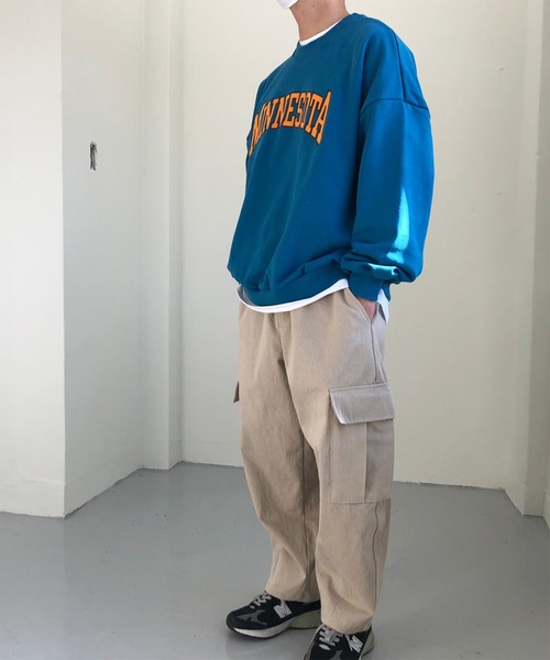 NO NEED(ノーニード)の「カレッジ刺繍ロゴカラースウェットプルオーバー /オーバーサイズ/ビッグシルエット/カレッジロゴ/(スウェット・メンズ・ブラック/グリーン/パープル/ブルー/ホワイト/ピンク・フリ-)」の14枚目の写真