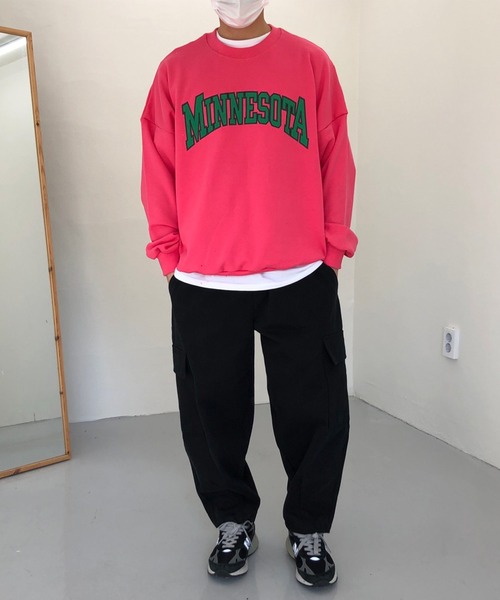 NO NEED(ノーニード)の「カレッジ刺繍ロゴカラースウェットプルオーバー /オーバーサイズ/ビッグシルエット/カレッジロゴ/(スウェット・メンズ・ブラック/グリーン/パープル/ブルー/ホワイト/ピンク・フリ-)」の18枚目の写真