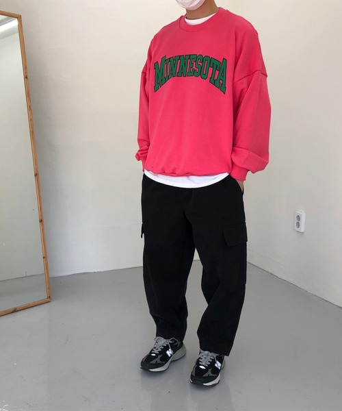 NO NEED(ノーニード)の「カレッジ刺繍ロゴカラースウェットプルオーバー /オーバーサイズ/ビッグシルエット/カレッジロゴ/(スウェット・メンズ・ブラック/グリーン/パープル/ブルー/ホワイト/ピンク・フリ-)」の19枚目の写真