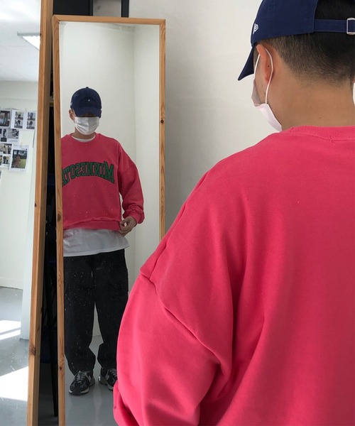 NO NEED(ノーニード)の「カレッジ刺繍ロゴカラースウェットプルオーバー /オーバーサイズ/ビッグシルエット/カレッジロゴ/(スウェット・メンズ・ブラック/グリーン/パープル/ブルー/ホワイト/ピンク・フリ-)」の20枚目の写真