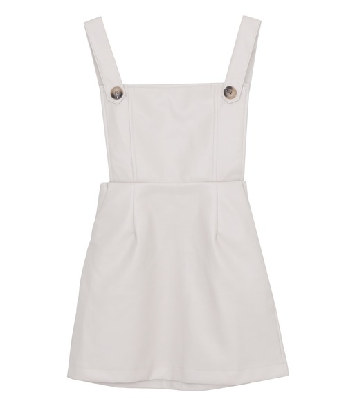 Figments（フィグメンツ）の「フェイクレザージャンパースカート（ジャンパースカート・レディース・ブラック/オフホワイト・FREE）」の12枚目の写真