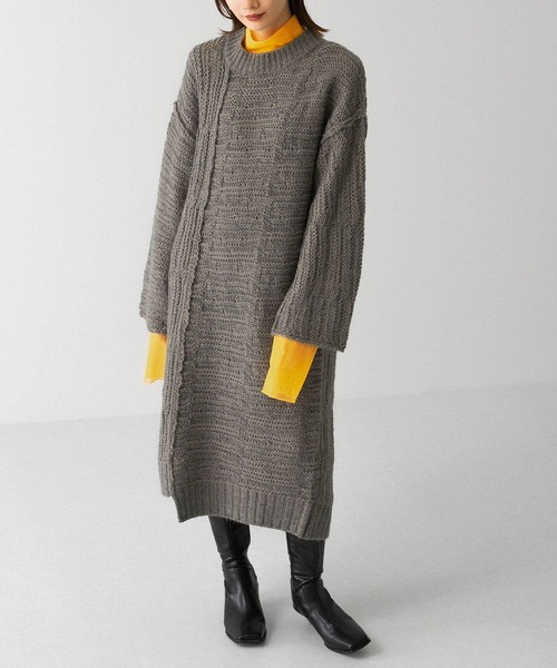 KBF(ケイビーエフ)の「MIXカラーイレヘムニットワンピース(ワンピース・レディース・ベージュ系その他/グリーン系その他/グレー系その他・ONE)」の2枚目の写真