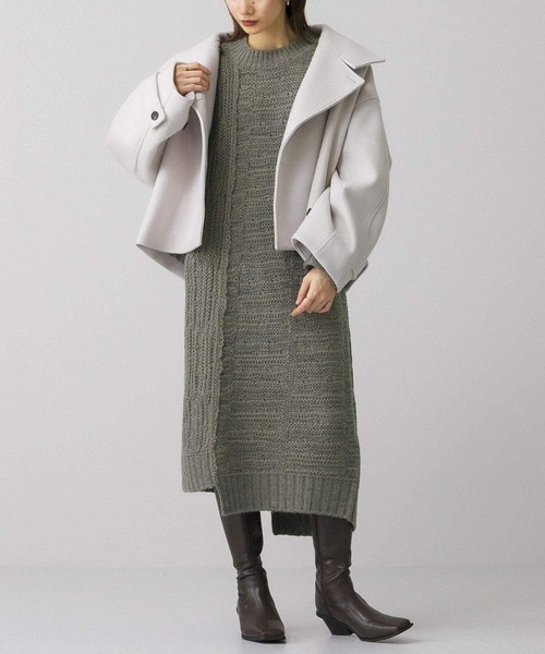 KBF(ケイビーエフ)の「MIXカラーイレヘムニットワンピース(ワンピース・レディース・ベージュ系その他/グリーン系その他/グレー系その他・ONE)」の4枚目の写真