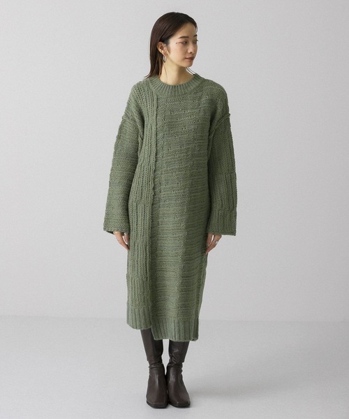KBF(ケイビーエフ)の「MIXカラーイレヘムニットワンピース(ワンピース・レディース・ベージュ系その他/グリーン系その他/グレー系その他・ONE)」の15枚目の写真