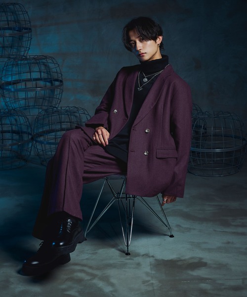 Ellno Loset（エルノロゼット）の「AWセンタープレスフレアパンツ/セットアップ対応（スラックス・メンズ・ダークパープル/ダークグリーン/ブラック・MEDIUM/LARGE）」の3枚目の写真